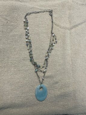 Lia Sophia Multi-Strand Aquamarine Beaded Pendant Necklace - Women Jewelry